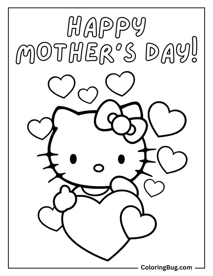 Dibujos de Hello Kitty y su mamá para colorear