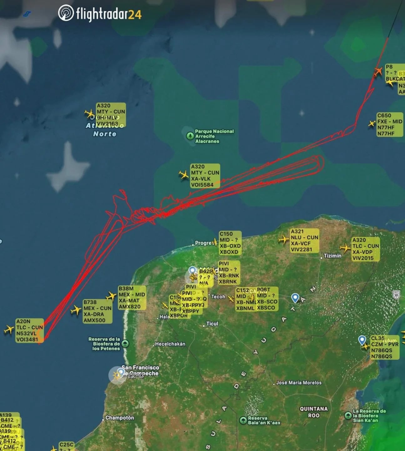 Avión militar de Estados Unidos sobrevoló en Yucatán y Campeche