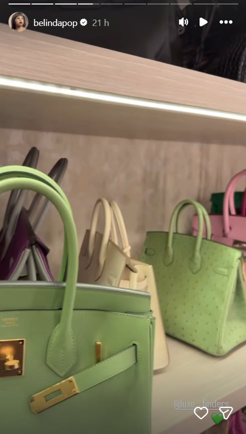 Belinda y su colección de bolsas de lujo