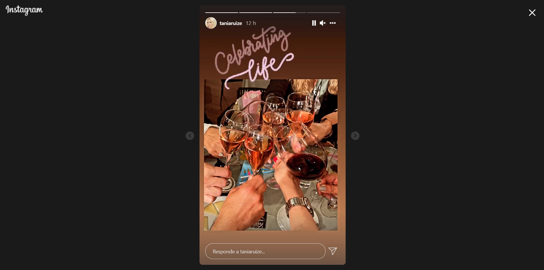 Historia de Instagram de Tania Ruiz