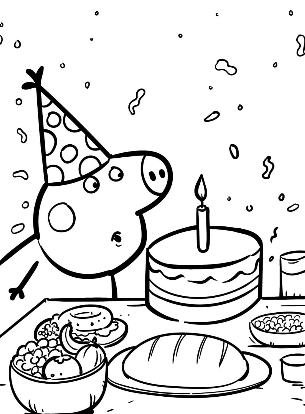 Peppa Pig con su pastel de cumpleaños