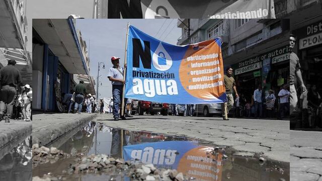 Manifestación contra la privatización del Agua en Puebla en agosto del 2014.