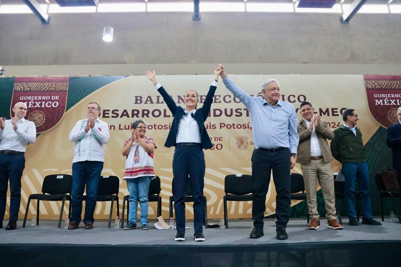 Claudia Sheinbaum hace gira con AMLO en SLP