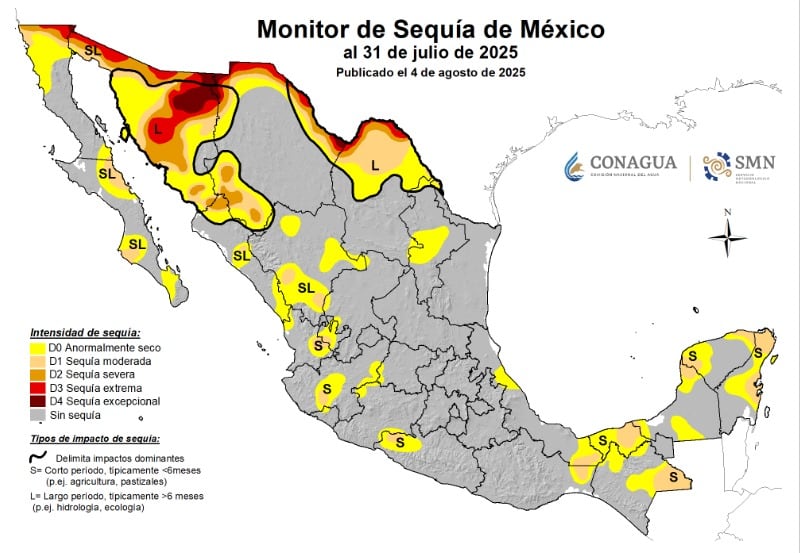 Temporada de lluvias no detuvo la sequía en México: Así avanza en el país