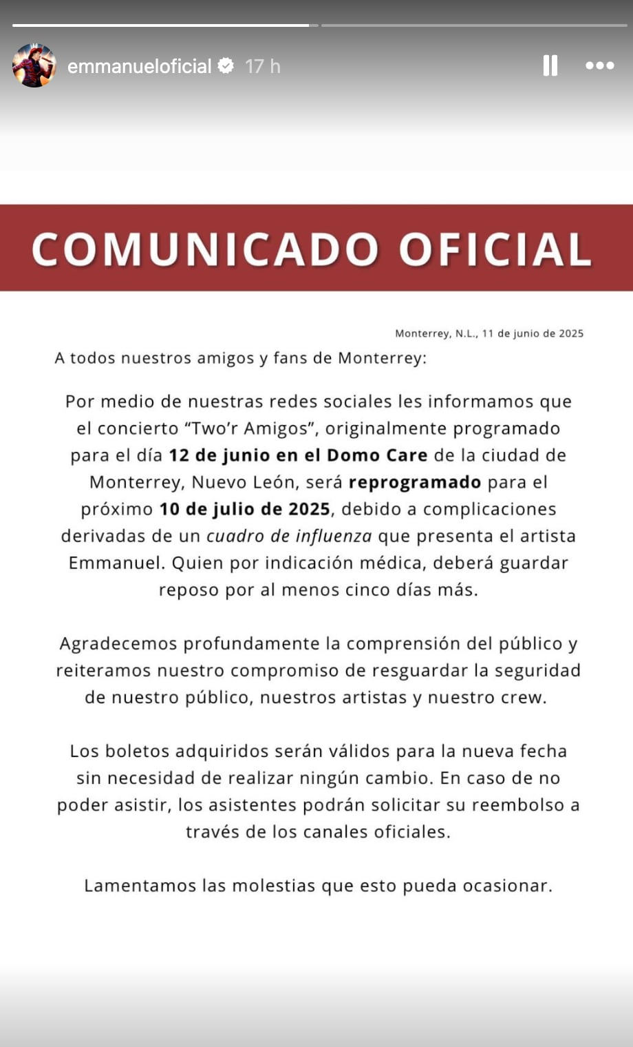 Concierto de Emmanuel y Mijares de la gira “Two’r Amigos” es reprogramado