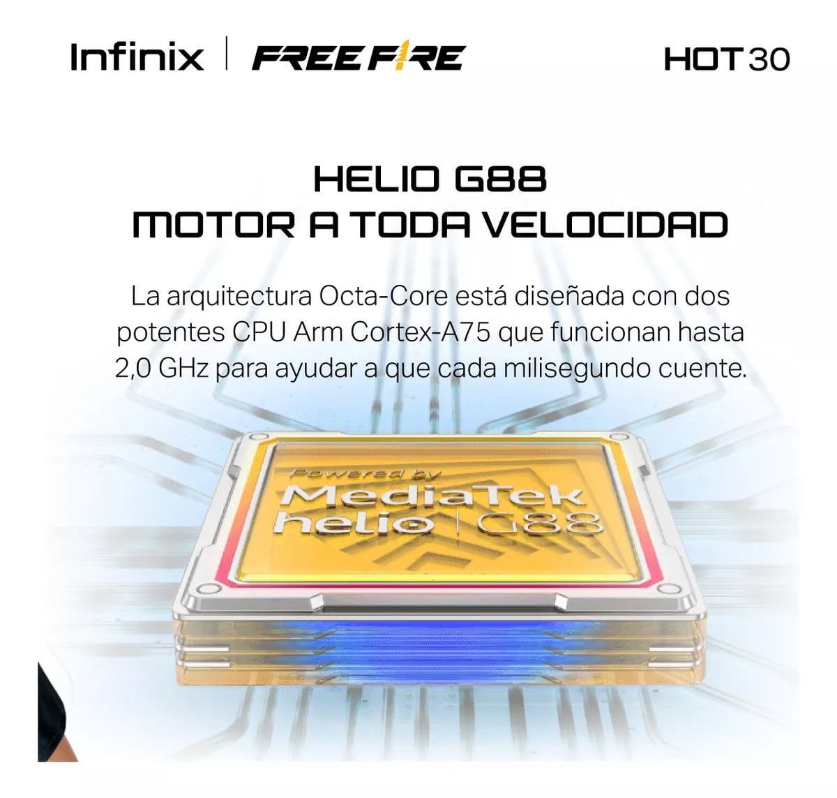 Celular Infinix Hot 30 con colaboración de Free Fire