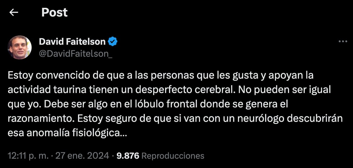 Faitelson explota contra aficionados a los toros