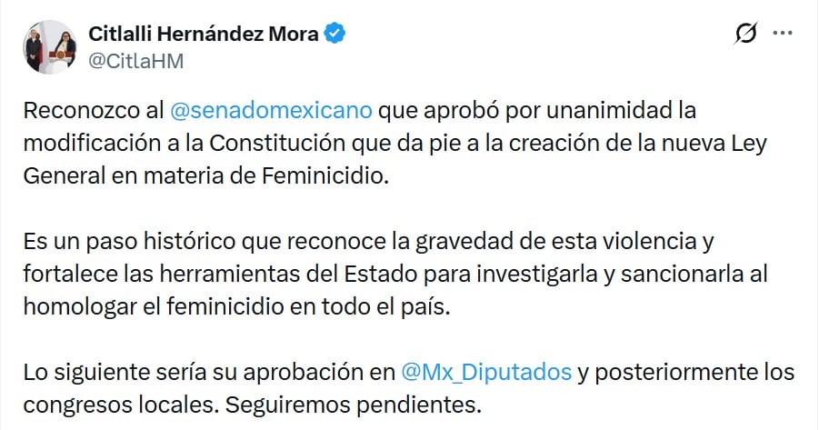 Senado aprueba reforma para crear Ley contra el Feminicidio