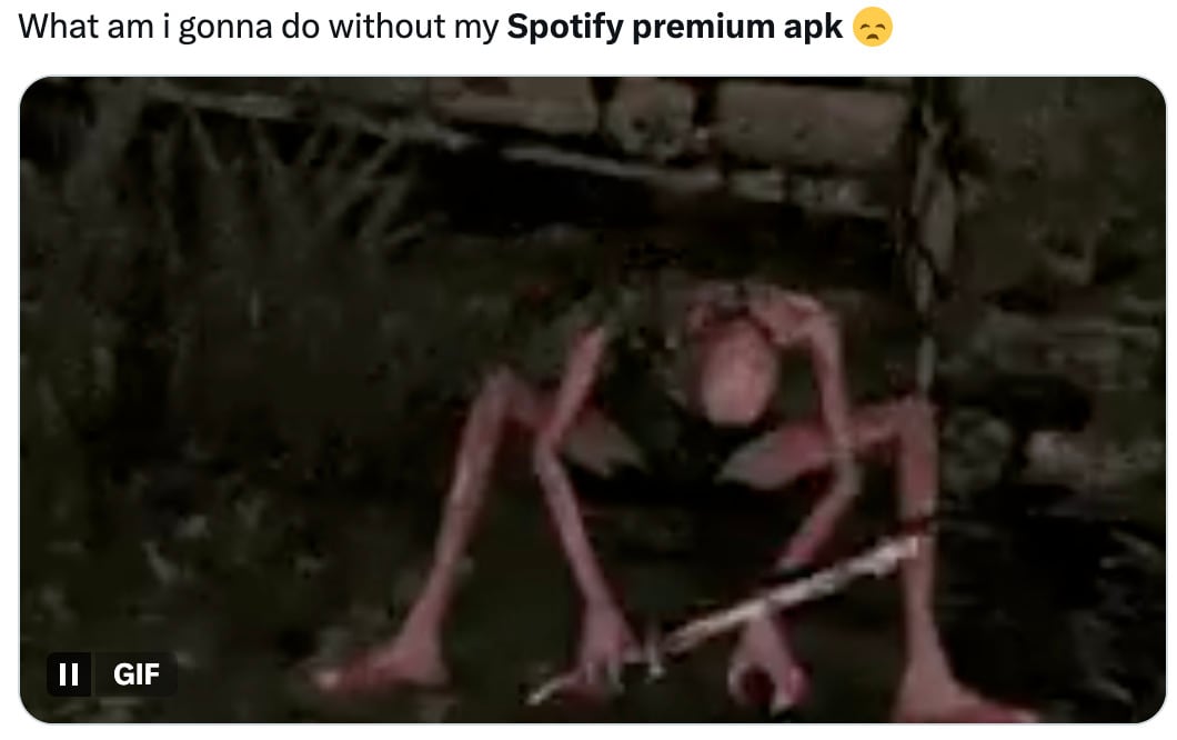 Memes de la caída de Spotify Premium APK