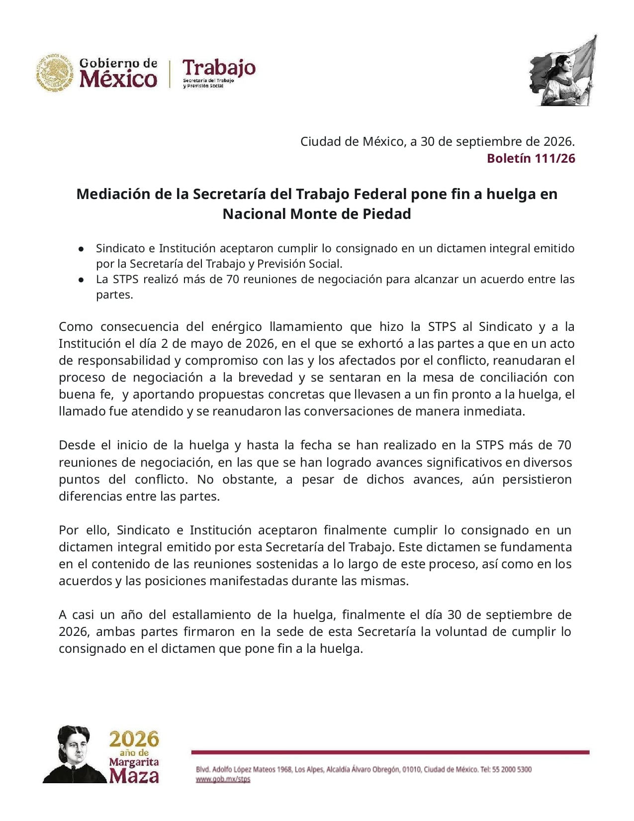 Nacional Monte de Piedad termina huelga tras acuerdo con sindicato