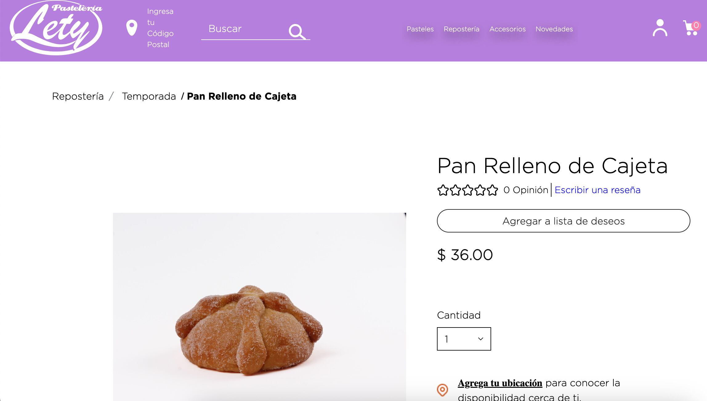 Pan de muerto en Pastelería Lety