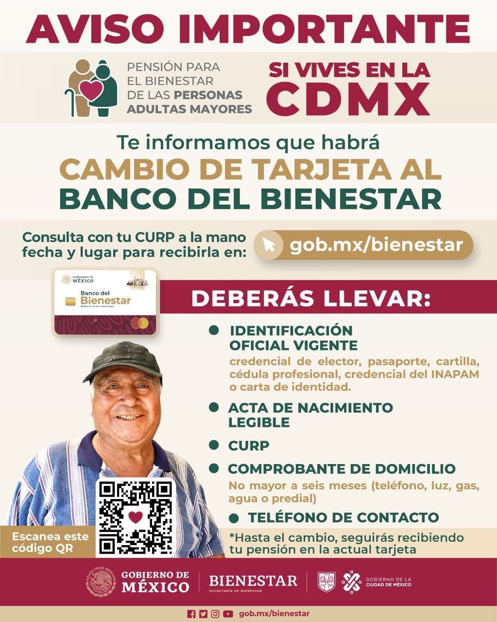 Cómo hacer el cambio paso a paso para seguir recibiendo la pensión de la Tarjeta del Banco de Bienestar