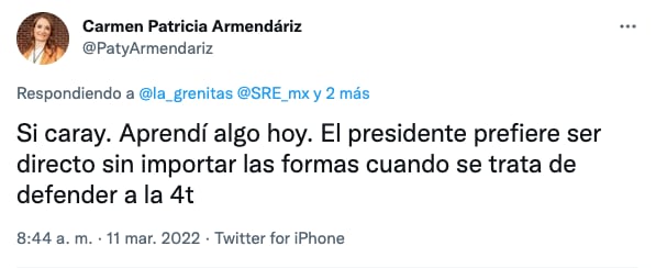 Patricia Armendáriz destaca que AMLO prefiere ser "directo"
