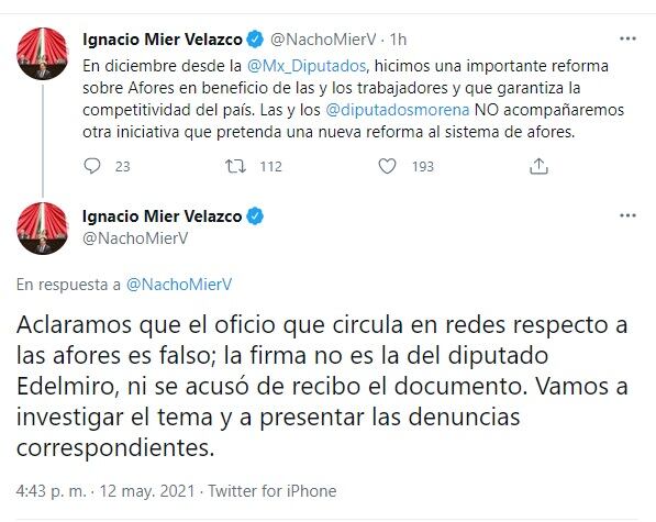 Tuit de Ignacio Mier Velazco