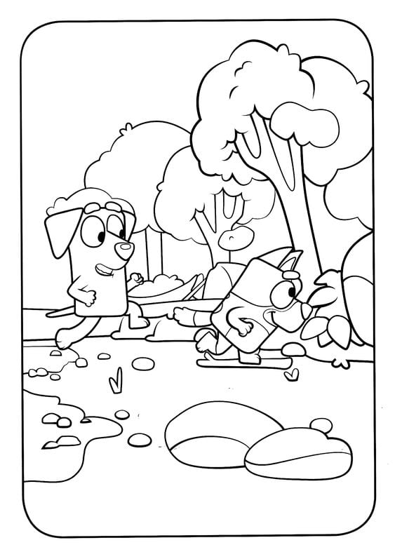 Dibujos de Bluey en la lluvia para colorear