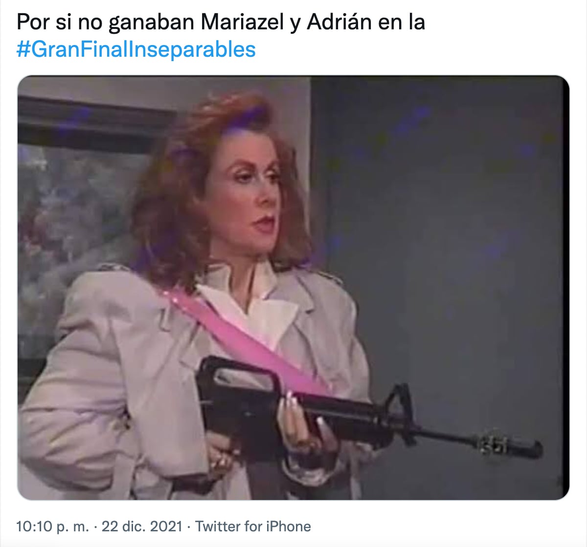 Meme por la victoria de Mariazel y Adrián en Inseparables