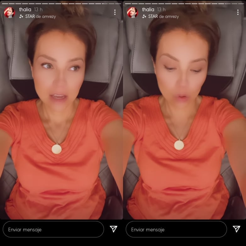 Thalía enseña sillón de masajes.