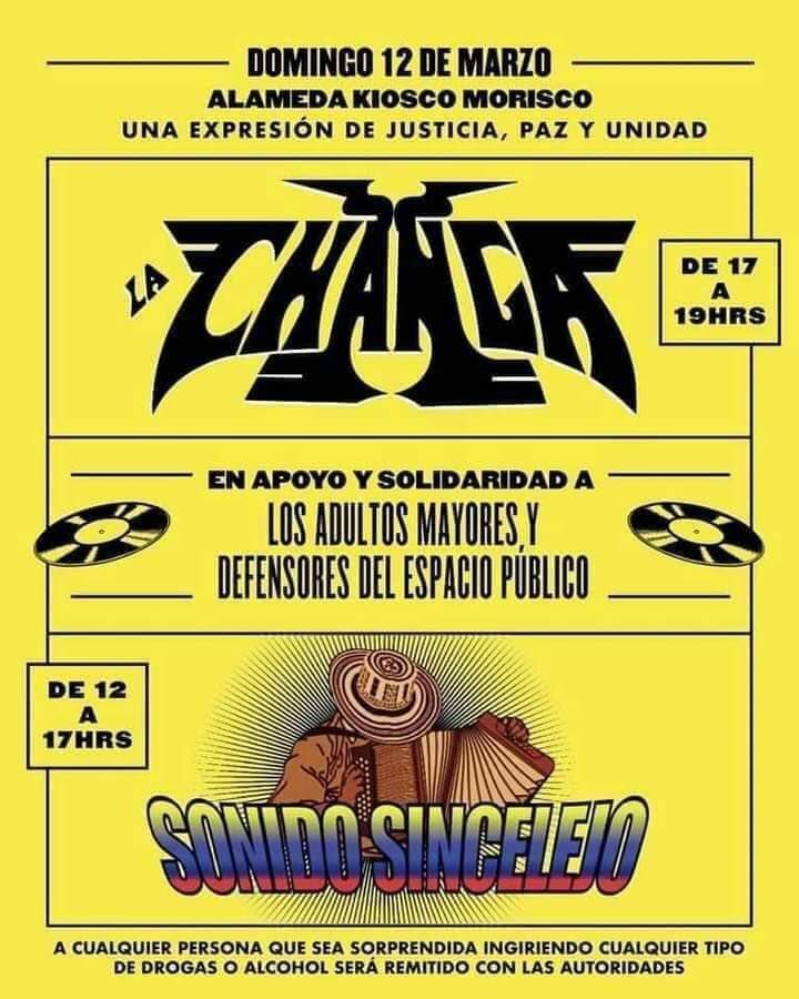 Cartel de la Changa en kiosco Morisco