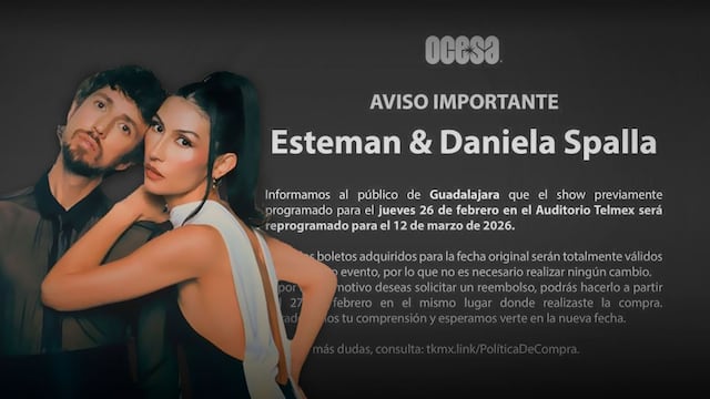 Concierto de Esteman y Daniela Spalla en Guadalajara cambia de fecha