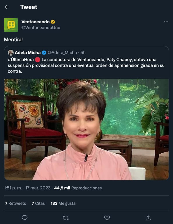Ventaneando desmiente lo ocurrido con Pati Chapoy