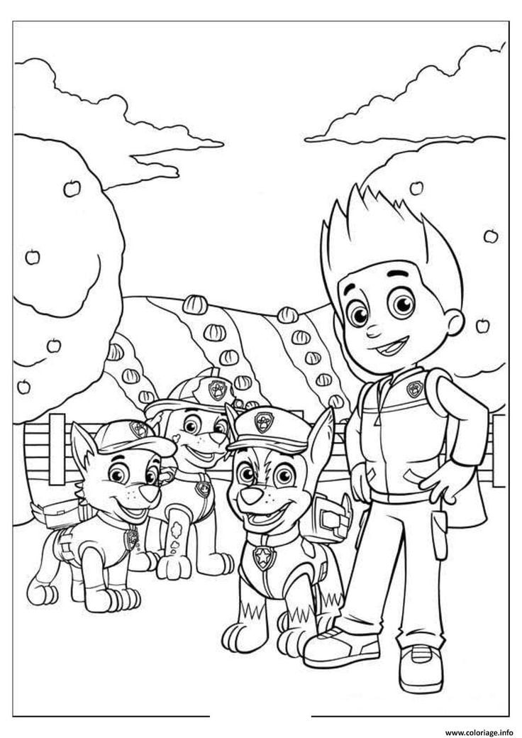 Dibujos bonitos de Paw Patrol y Ryder para colorear por el Día del Maestro