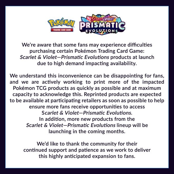 Comunicado Pokémon TCG