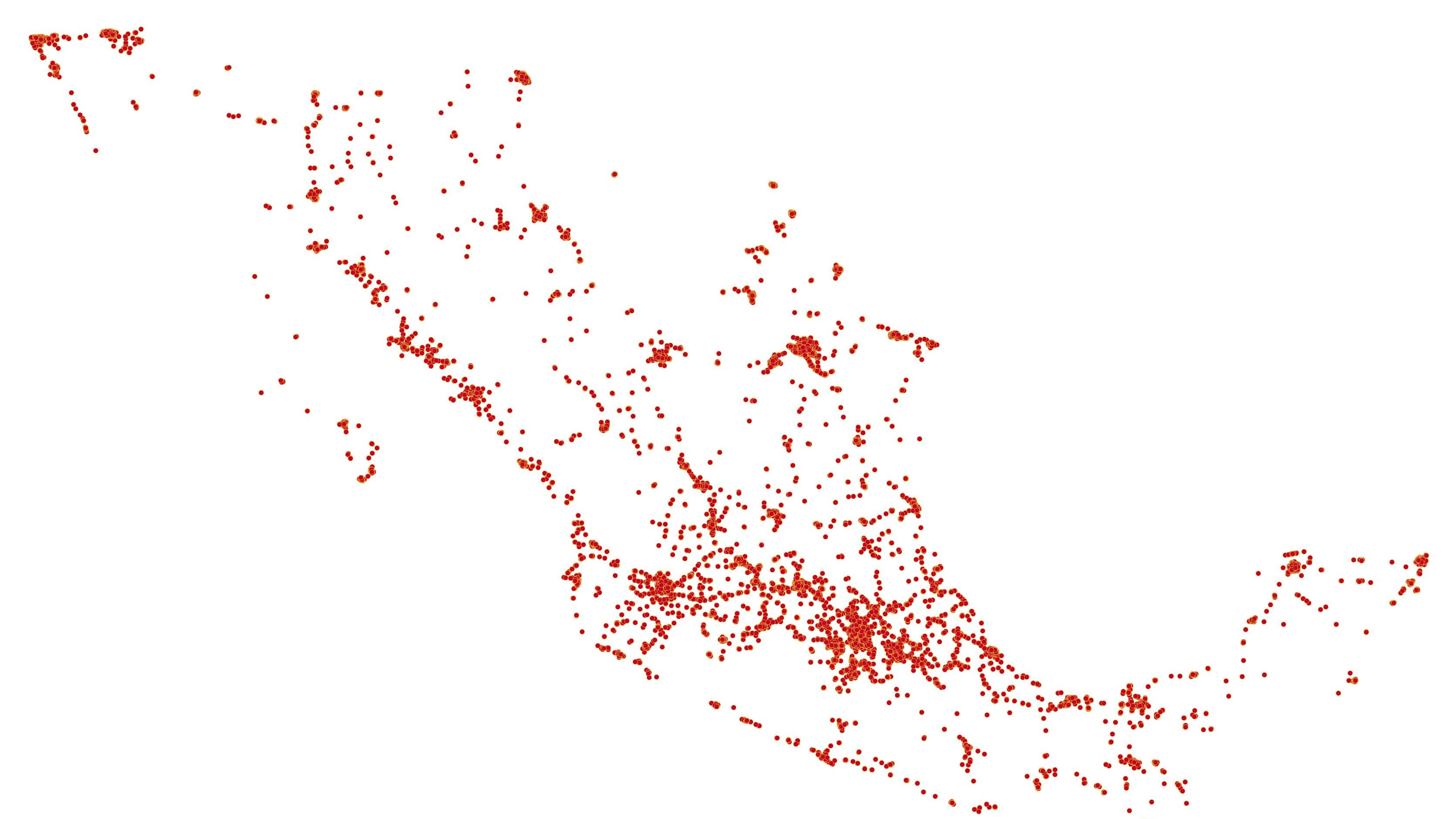 ¿Cuántos Oxxos hay en México? Un mapa con sus ubicaciones casi dibuja al país completo