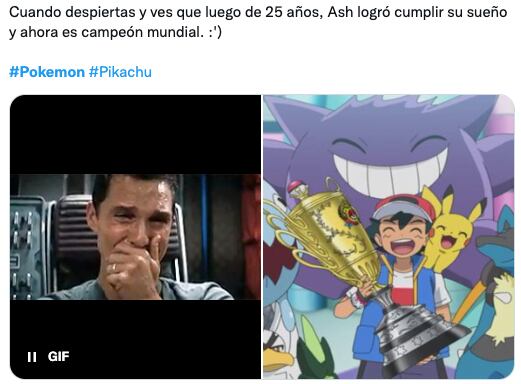 Festejan con memes que Ash Ketchum ganó un campeonato después de 25 años