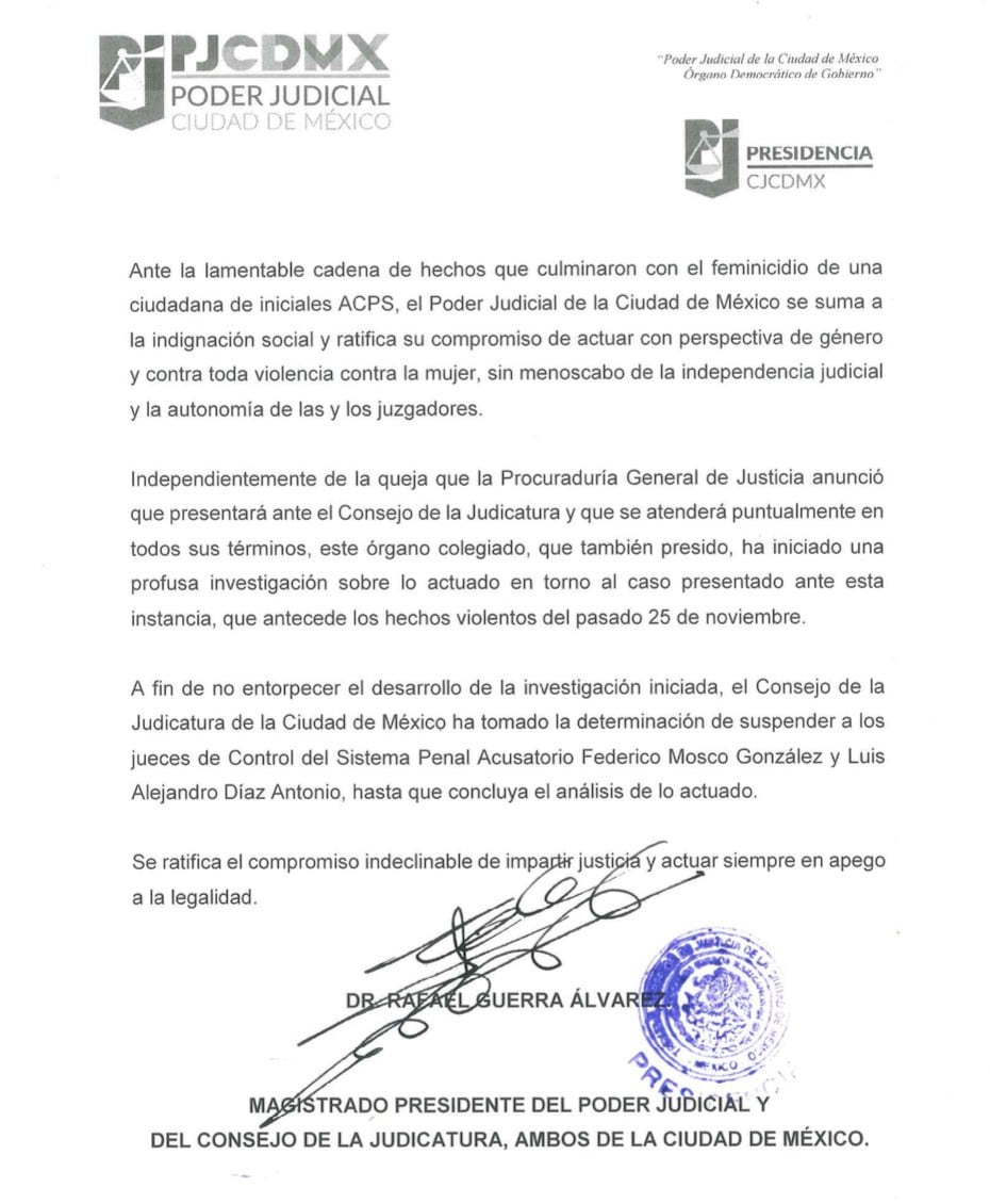Carta del PJCDMX.
