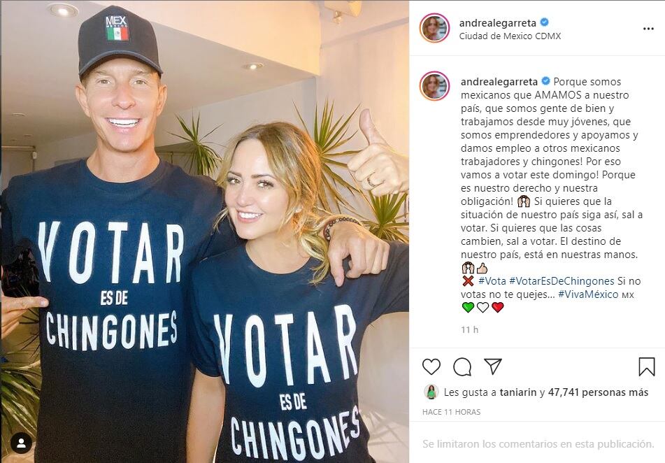 Andrea Legarreta invita a votar este 6 de junio