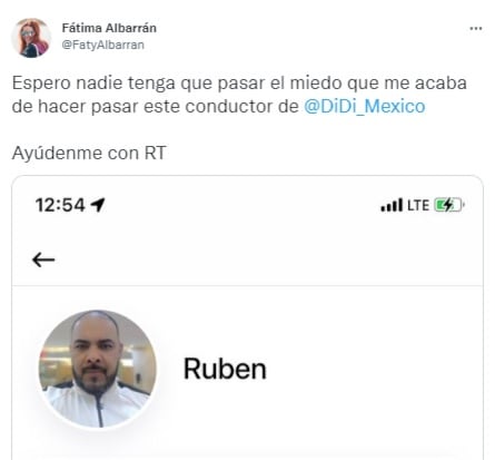 Tuit de la usuaria de DiDi