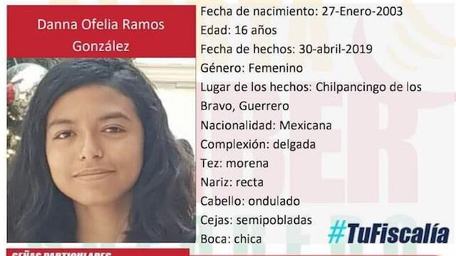 Danna Ofelia tiene 16 años de edad. Desapareció el 30 de abril en Chilpancingo