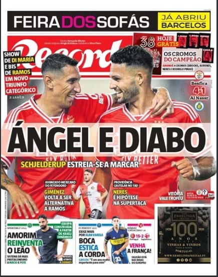 Santiago Giménez en los diarios de Portugal