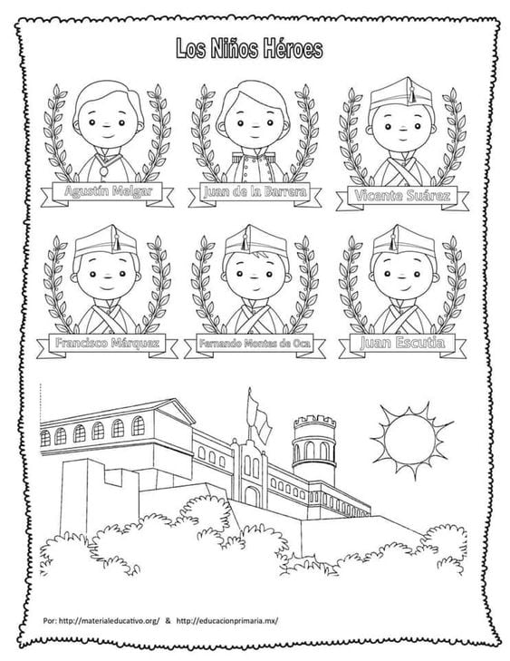 Dibujos de Niños Héroes para colorear