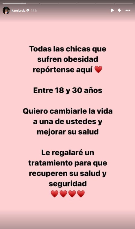 Karely Ruiz busca a chica con obesidad para regalarle tratamiento.