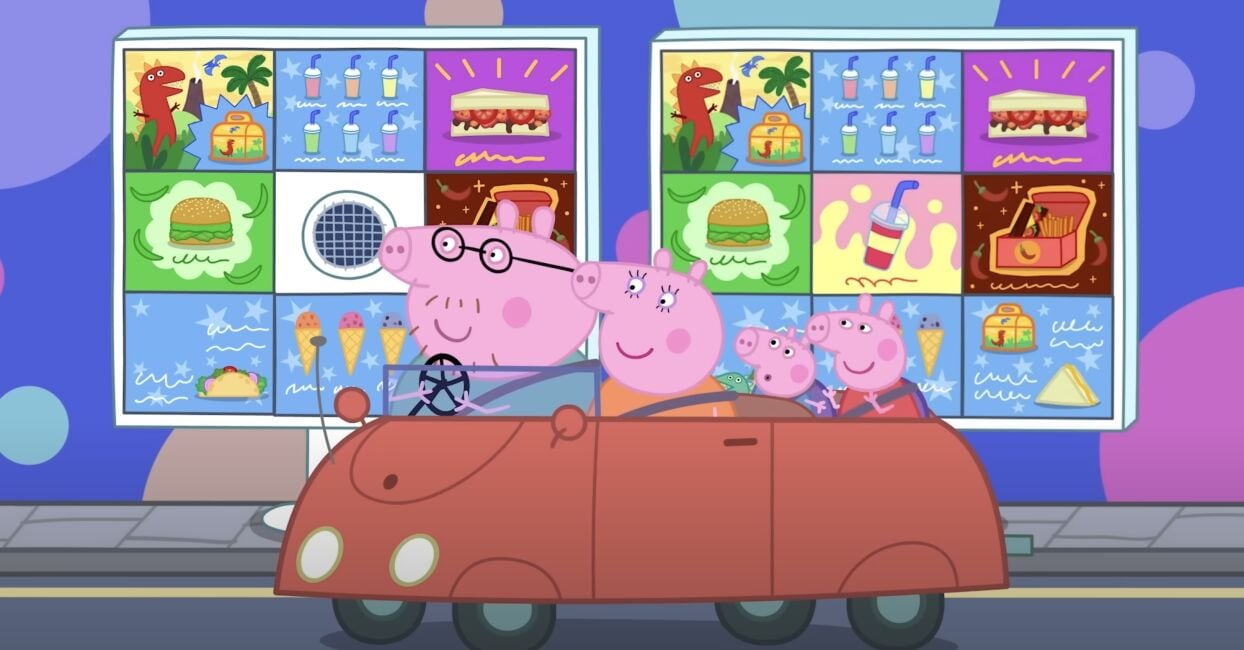 Peppa Pig come comida rápida desde el auto