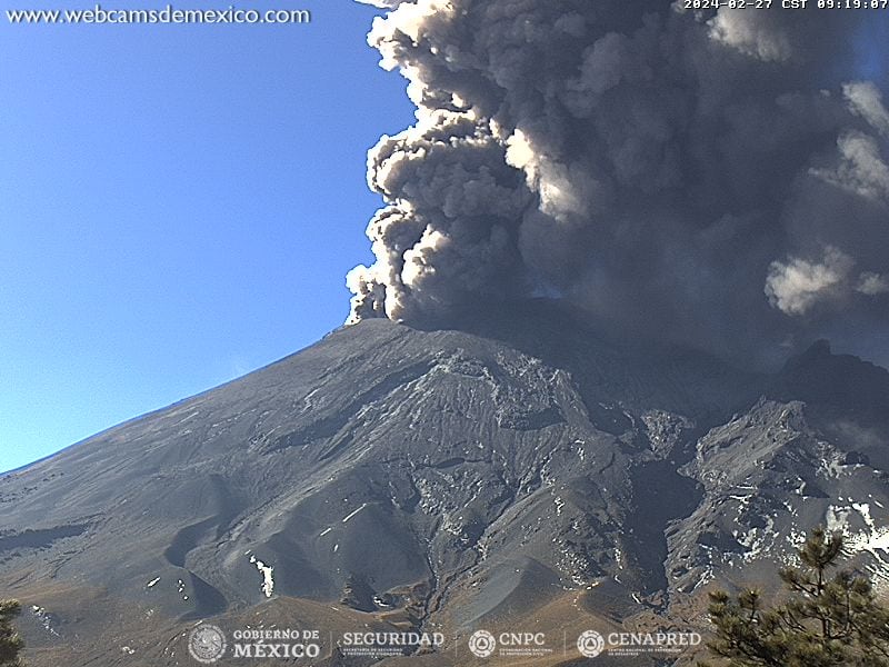 Volcán Popocatépetl hoy 27 de febrero 2024