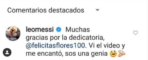 Messi contestó a Felicitas Flores
