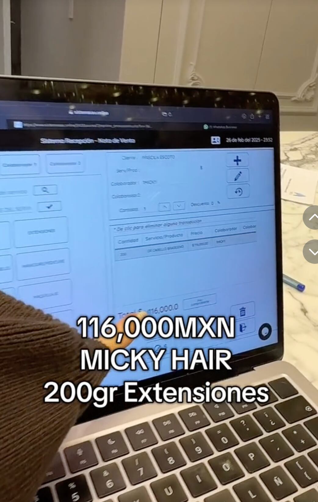 Priscy Escoto 116 mil pesos extensiones