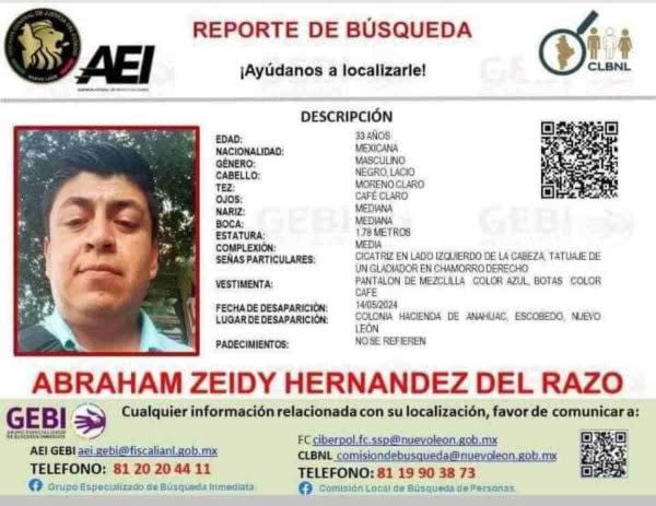Abraham Zeidy Hernández del Razo, hijo de Gustavo Hernández