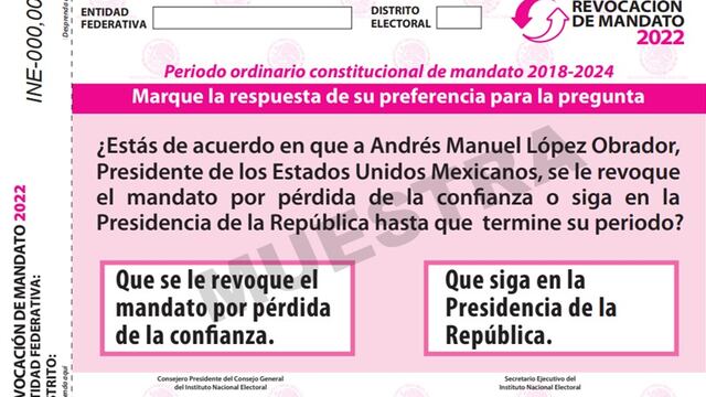 Papeleta para revocación de mandato de AMLO