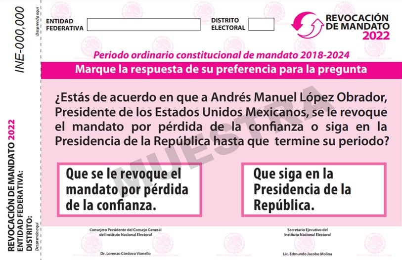 Papeleta para revocación de mandato de AMLO