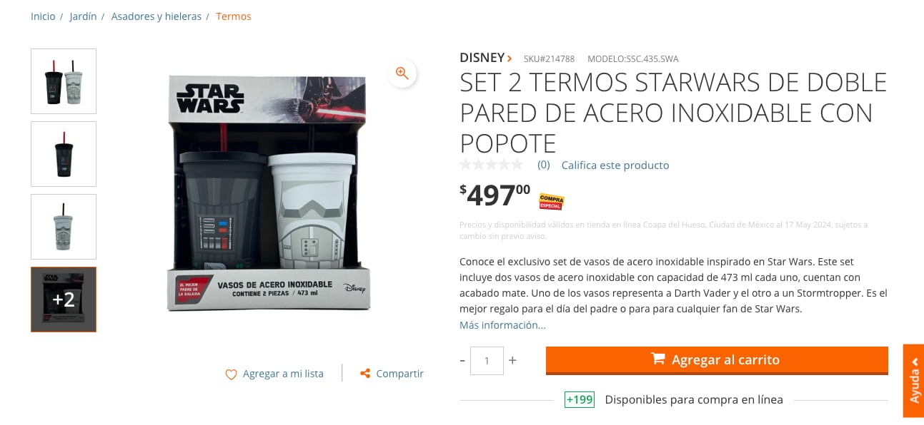 Precio del set de vasos de Star Wars para el Día del Padre en Home Depot