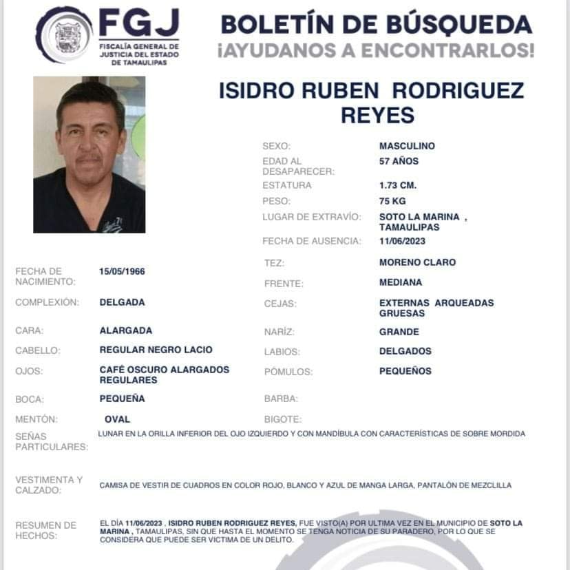 Boletín de búsqueda Rubén Rodríguez Reyes