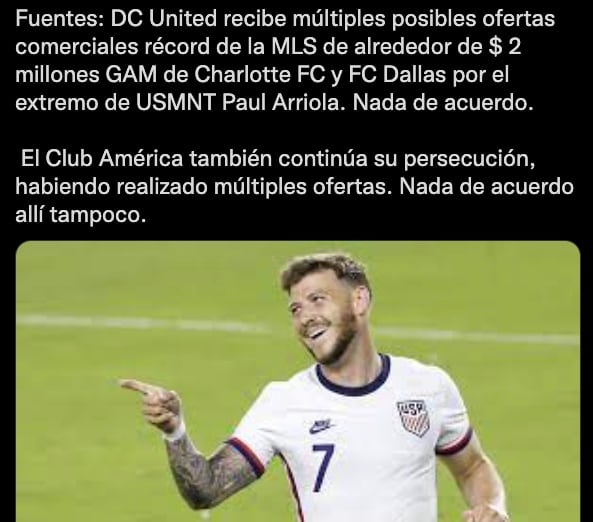 DC United tiene varias ofertas por Paul Arriola