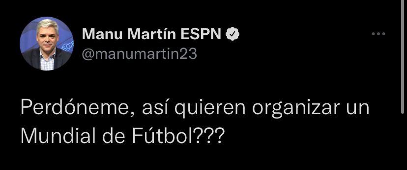 Comentario del periodista Manu Martín en Twitter.
