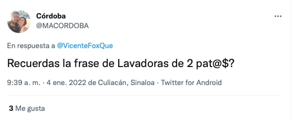 tuit de critica hacia Vicente Fox