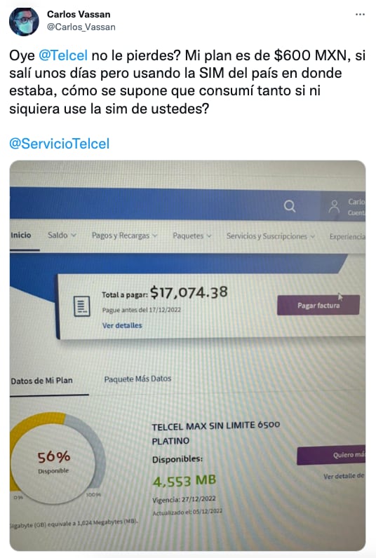 Usuarios de Telcel exhiben cobros exorbitantes por parte de la empresa