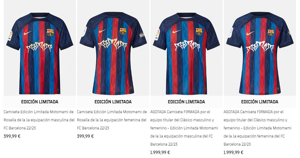 Jersey de FC Barcelona con logo Motomami de Rosalía