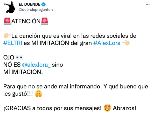 Tuit de 'El Duende'